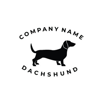 dachshund pet dog silhouette logo badge stamp vector illustration
