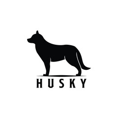 husky dog silhouette logo design vector illustration © Roossoo