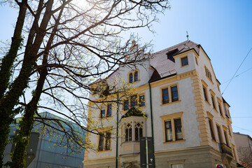 beautiful old villa in Munich, blue sky