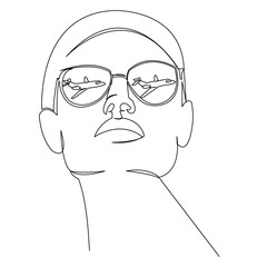 the sunglasses reflect the plane