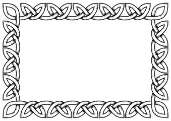 Simple Celtic knot frame, with shadows. Linear border made with Celtic knots for use in designs for St. Patrick's Day.