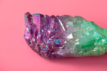 Natural quartz crystal with a bright luster. Angel Aura Quartz for healing, practice, reiki,...