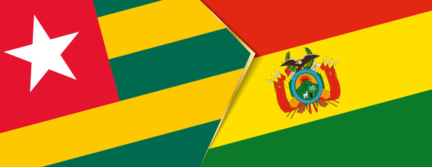 Togo and Bolivia flags, two vector flags.