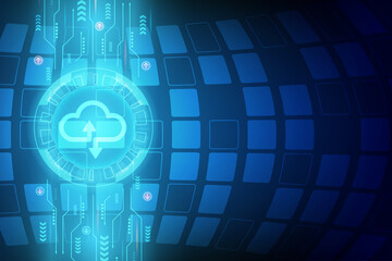 Vector concept cloud connection technology. Abstract digital technology blue background.