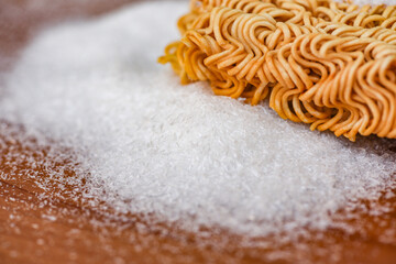 instant noodles on seasonings monosodium glutamate, Noodle thai junk food or fast food diet...