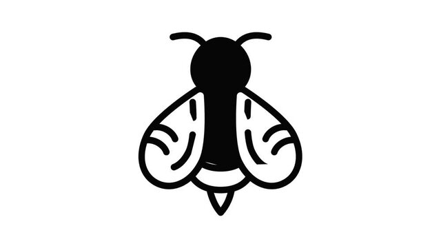 Honey bee icon animation outline best object on white background
