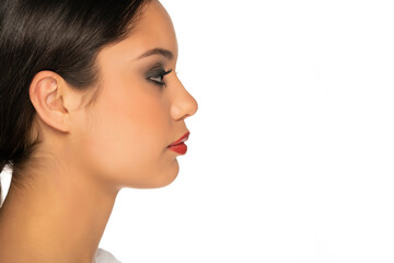 Naklejka premium profile of a young beautiful woman