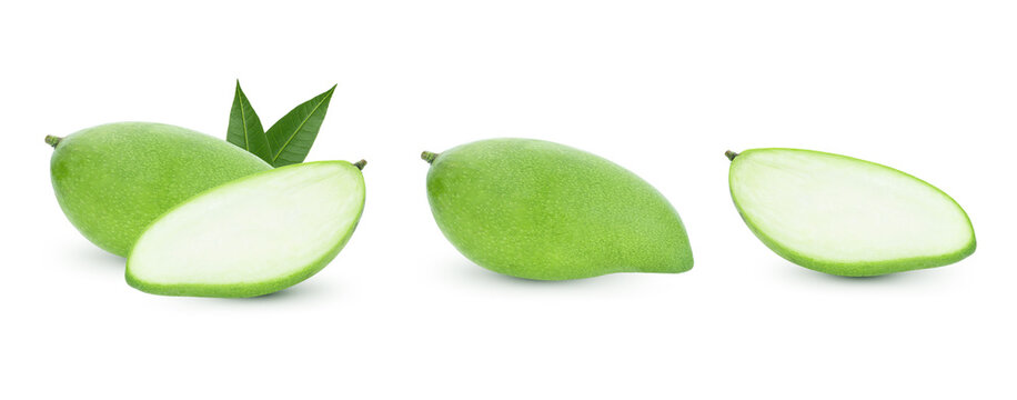 green mango isolated on white background