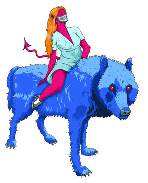 D&eacute;mon mont&eacute; sur un loup