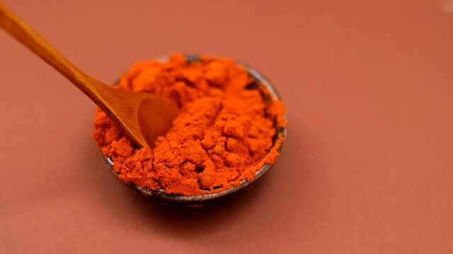 Red cayenne pepper powder.Hot pungent spice. Spices and seasonings.Ground red pepper