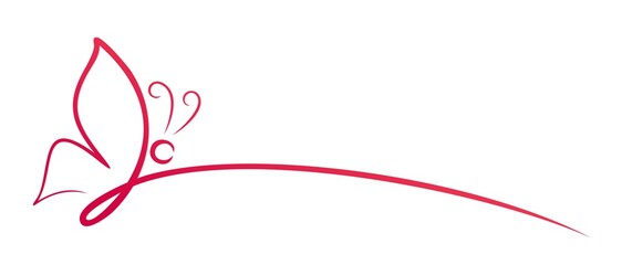 The symbol of a red butterfly one line.