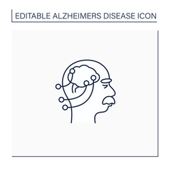 Tests line icon. Neurological function testing. Assesses motor,sensory skills, hearing and speech,coordination,balance. Neurologic disorder concept.Isolated vector illustration.Editable stroke