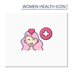 Sexual pain color icon. Painful intercourse. Dyspareunia. Arousal lack. Health care. Woman health concept. Isolated vector illustration
