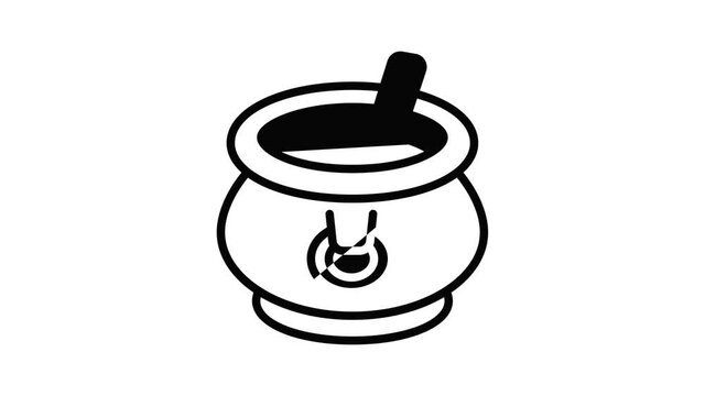 Cauldron with soup icon animation outline best object on white background