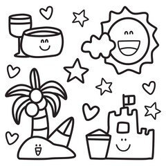 hand drawn summer cartoon doodle coloring vector design