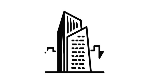Milan pirelli towers icon animation outline best object on white background