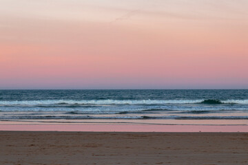 Laredo beach in Cantabria in northern Spain at sunset