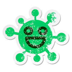 super happy virus distressed sticker