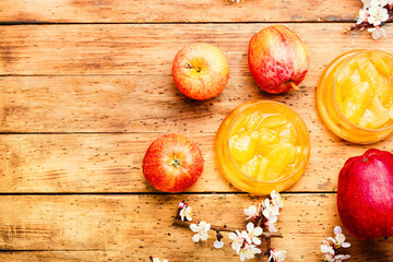 Homemade apple jam,space for text
