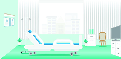 illustration of the interior of a hospital , medical office , Patient room , Intensive care unit in a hospital or clinic.
