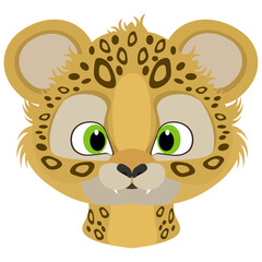 Baby leopard vector drawing. Cute little animal on a white background.