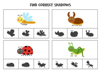 Find correct shadow. Printable clip card games for children.