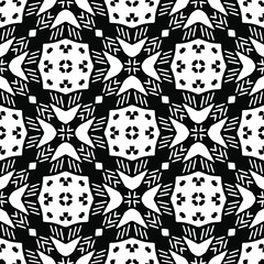 Geometric vector pattern with triangular elements. Seamless abstract ornament for wallpapers and backgrounds. Black and white colors.