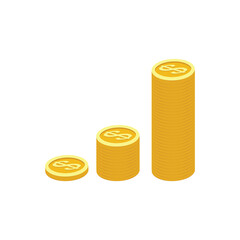 Gold Coins Graph on white background illustration