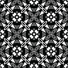 Geometric vector pattern with triangular elements. Seamless abstract ornament for wallpapers and backgrounds. Black and white colors.