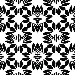  Geometric vector pattern with triangular elements. Seamless abstract ornament for wallpapers and backgrounds. Black and white colors.