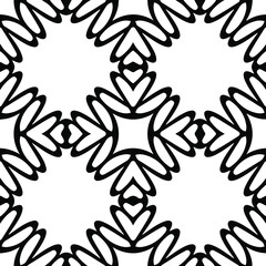  Geometric vector pattern with triangular elements. Seamless abstract ornament for wallpapers and backgrounds. Black and white colors.