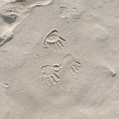 small handprint on the Sandy beach