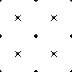 Monochrome seamless pattern with black stars on white background. Stock vector illustration.