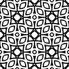  Geometric vector pattern with triangular elements. Seamless abstract ornament for wallpapers and backgrounds. Black and white colors.