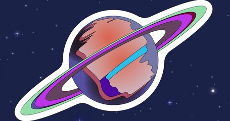 Composition of planet saturn over stars on dark blue background © vectorfusionart