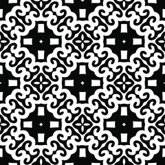 Obraz premium Geometric vector pattern with triangular elements. Seamless abstract ornament for wallpapers and backgrounds. Black and white colors.