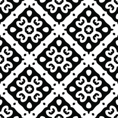  Geometric vector pattern with triangular elements. Seamless abstract ornament for wallpapers and backgrounds. Black and white colors.