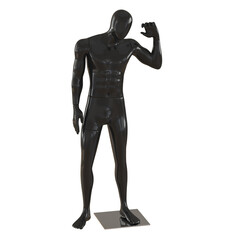 Male black faceless mannequin with raised hand on isolated background. 3d rendering