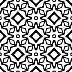  Geometric vector pattern with triangular elements. Seamless abstract ornament for wallpapers and backgrounds. Black and white colors.