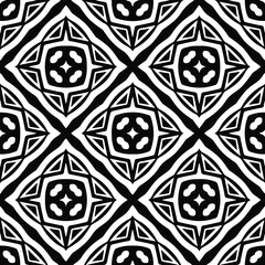  Geometric vector pattern with triangular elements. Seamless abstract ornament for wallpapers and backgrounds. Black and white colors.