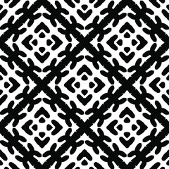  Geometric vector pattern with triangular elements. Seamless abstract ornament for wallpapers and backgrounds. Black and white colors.