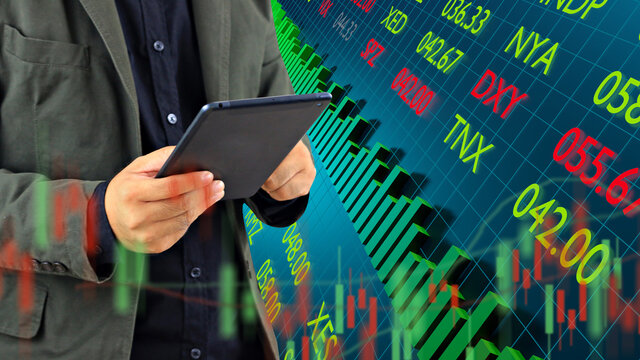 Digital of Stock market prices changing. Stock Market Values, growing or shrinking, 3d rendering