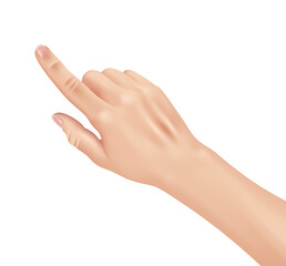 Woman hand on white background, realistic design vector illustration