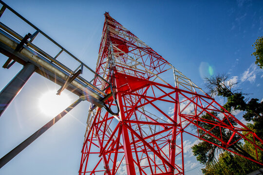 Communication Building Antenna And Blue Sky