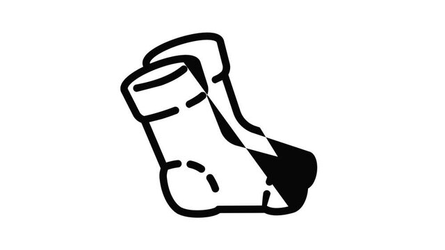 Winter socks icon animation outline best object on white background