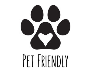 Pet friendly logo print with heart inside.