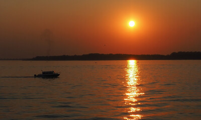 river landscape at sunset