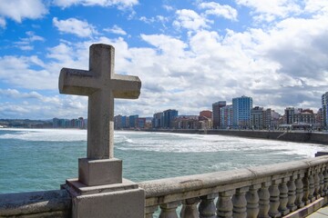 Panorámica playa san Lorenzo, Gijón