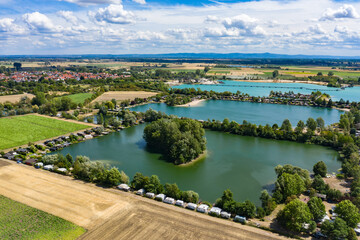 Bird's eye view of a wonderful local recreation area in the Hessian Ried / Germany 