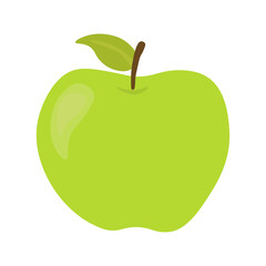 Cartoon apple isolated on white background. Flat cartoon vector illustration. Isolated on white background. Vegan concept
